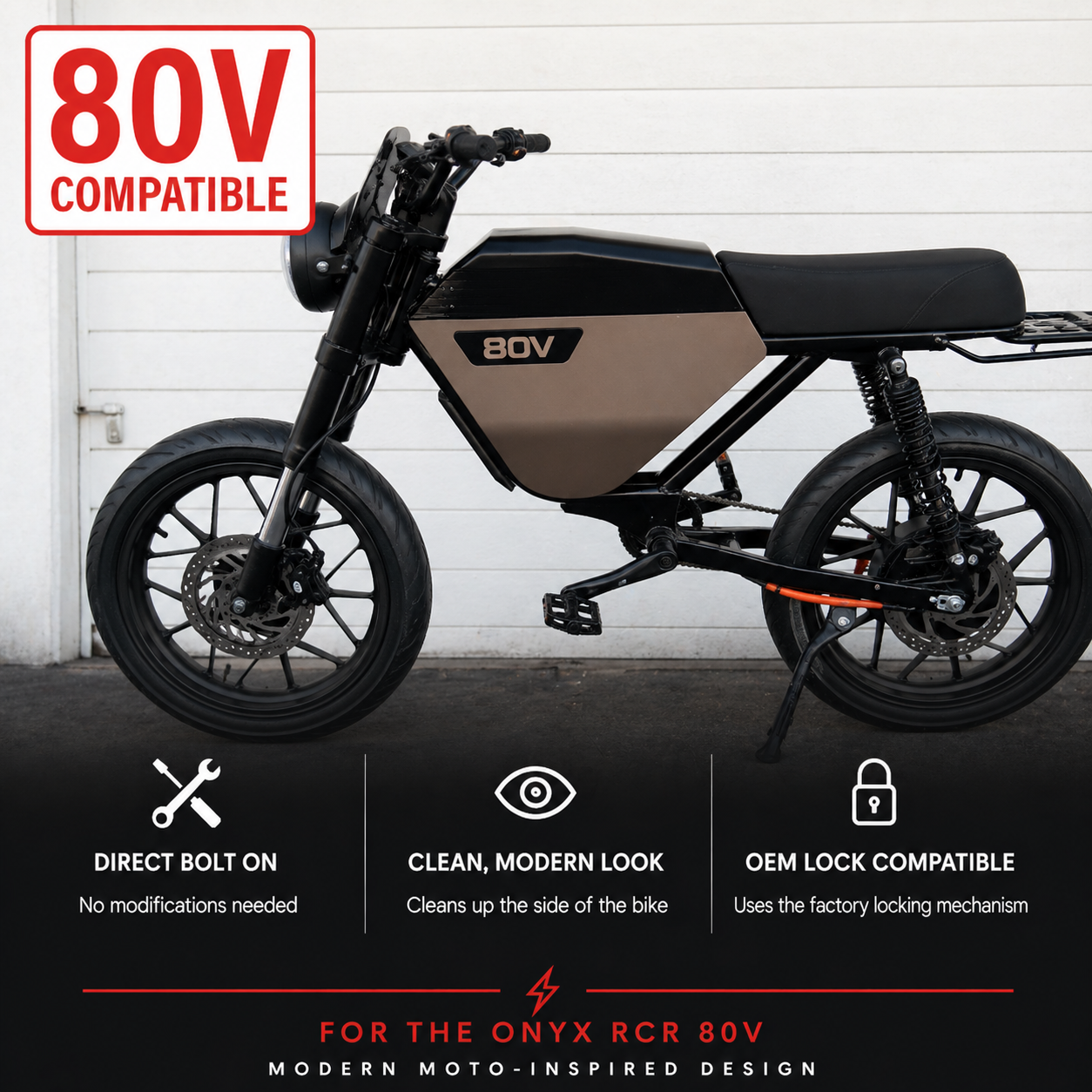 Onyx RCR 80V Battery Cover - Modern Moto